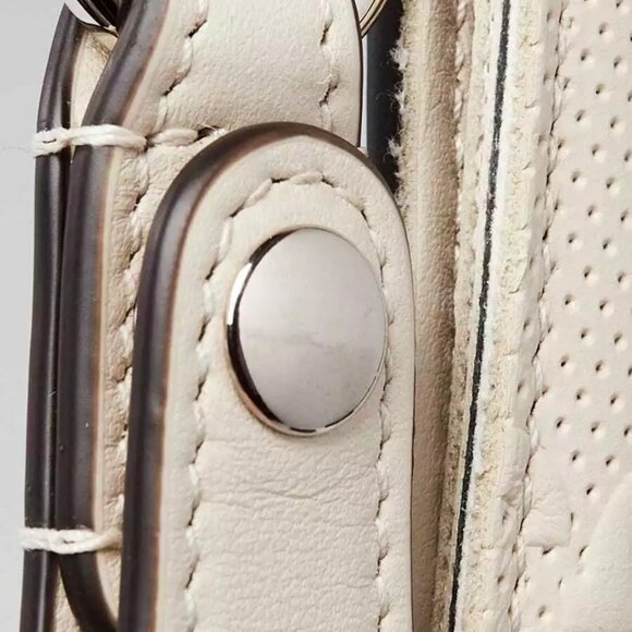 Gucci White Perforated Embossed GG Leather Wristlet Clutch Bag - Picture 5 of 12